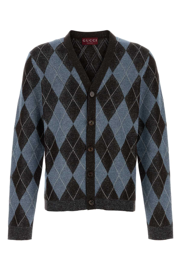 Embroidered Stretch Wool Blend Cardigan