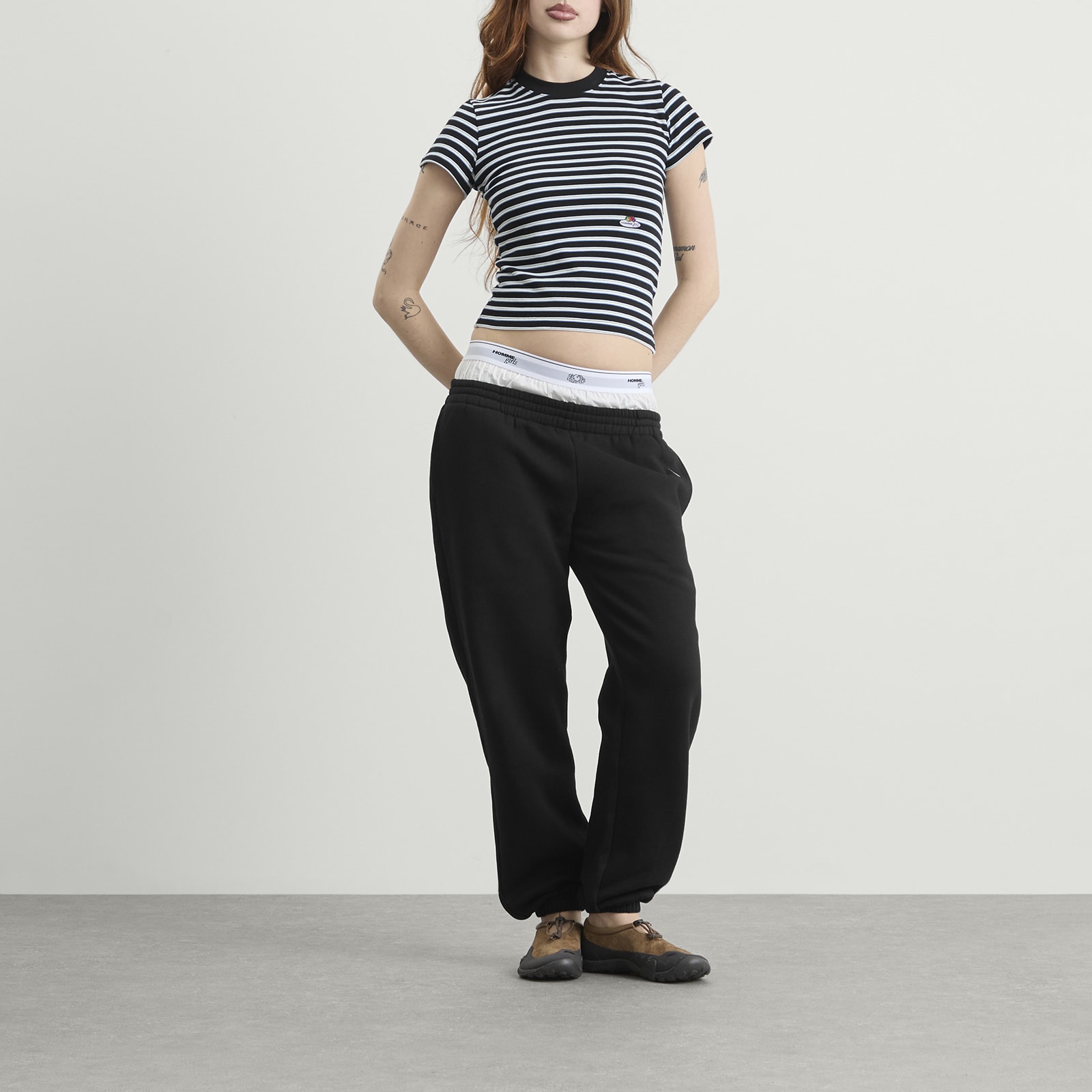 Women's Striped Baby T-Shirt in Baby Blue
