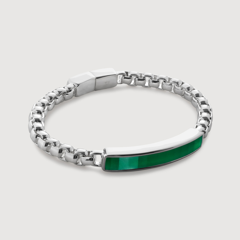 Sterling Silver Baja Men's Bracelet Green Onyx