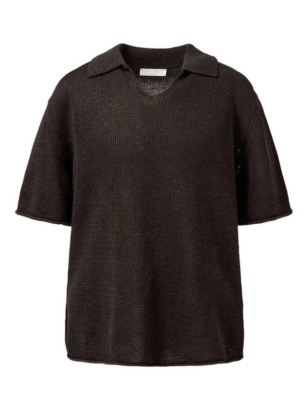 Fine-knit polo shirt - Brown