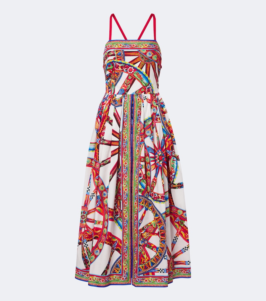Carretto gathered cotton poplin midi dress