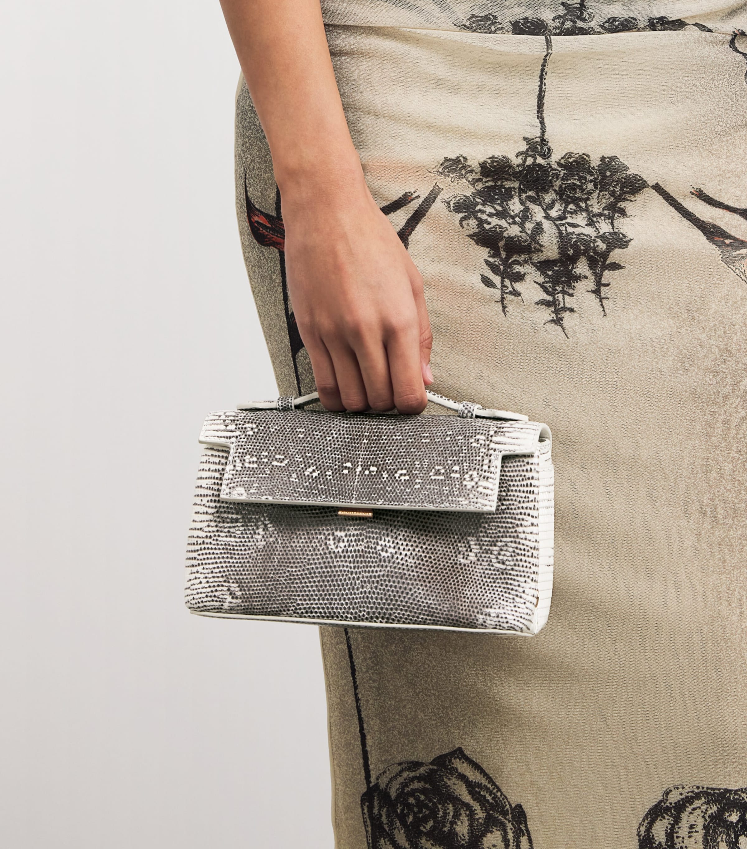 Analeena Lizard Skin Top-Handle Bag