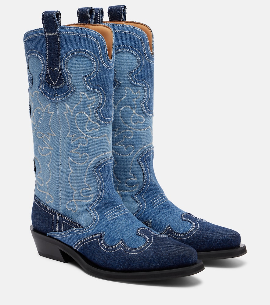 Denim cowboy boots