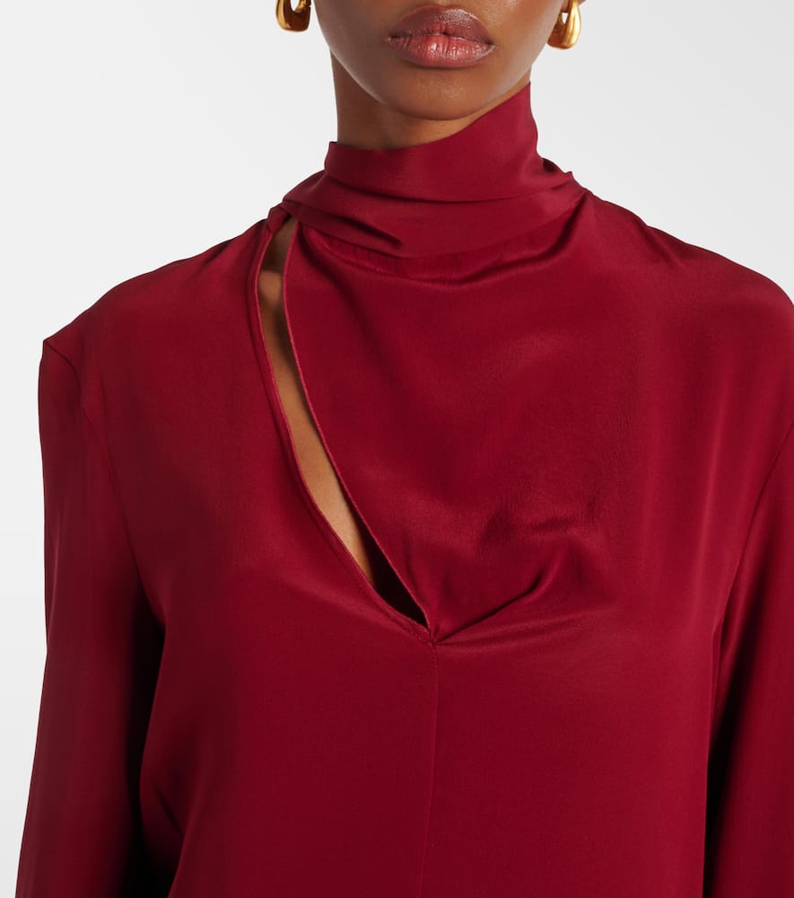 Scarf-detail silk blouse