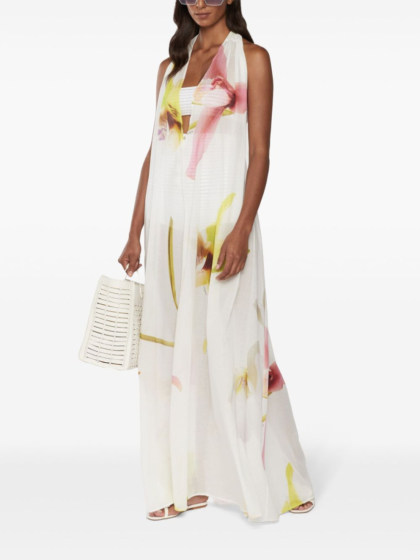 Long Dress With Orchid Print