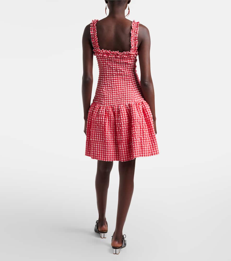 Seersucker ruffled minidress
