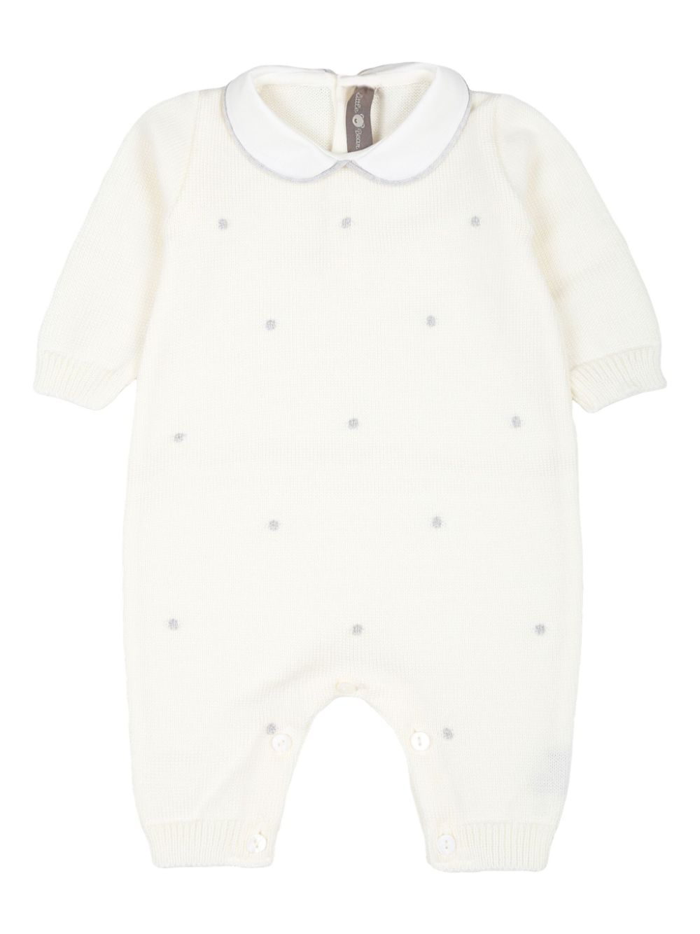Polka dot-embroidery romper - White