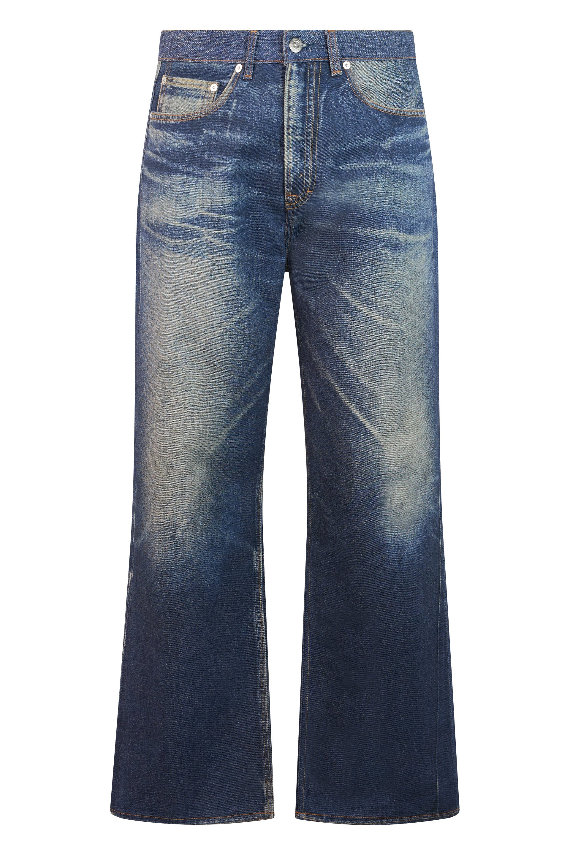 Loose-Fit Bell-Bottom Denim Pants