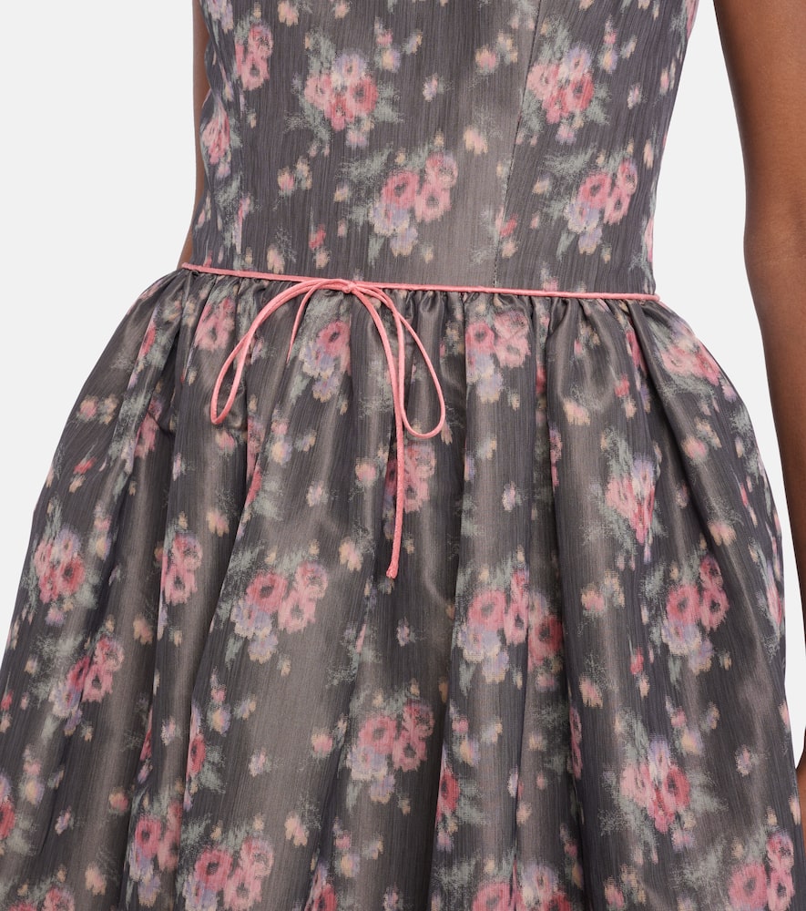 Apple floral taffeta corset midi dress