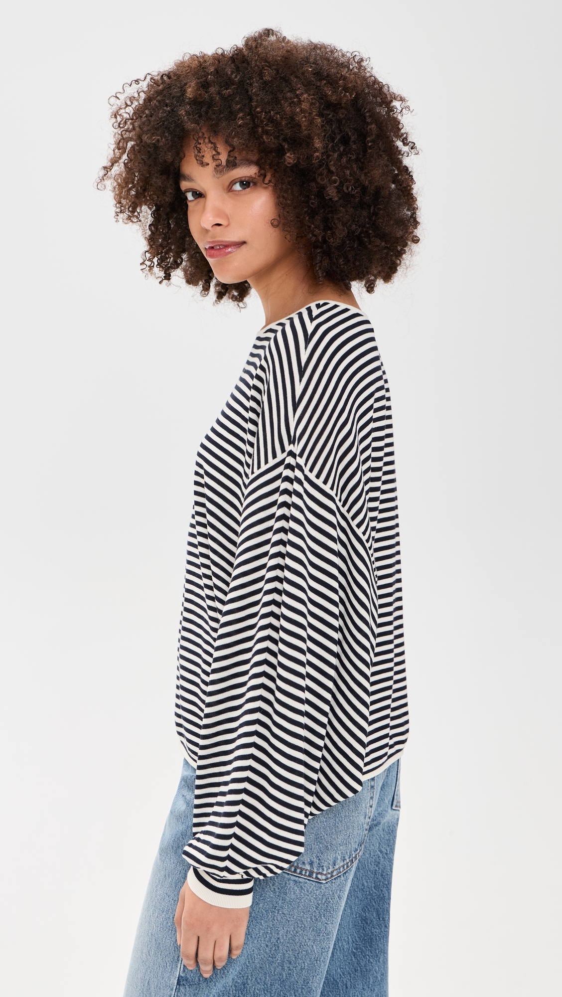 The Stripe Slouchy Sweater Cream Multi