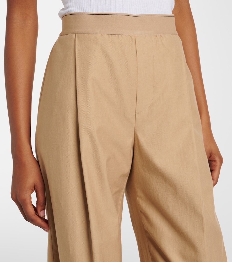 Cotton and wool wide-leg pants