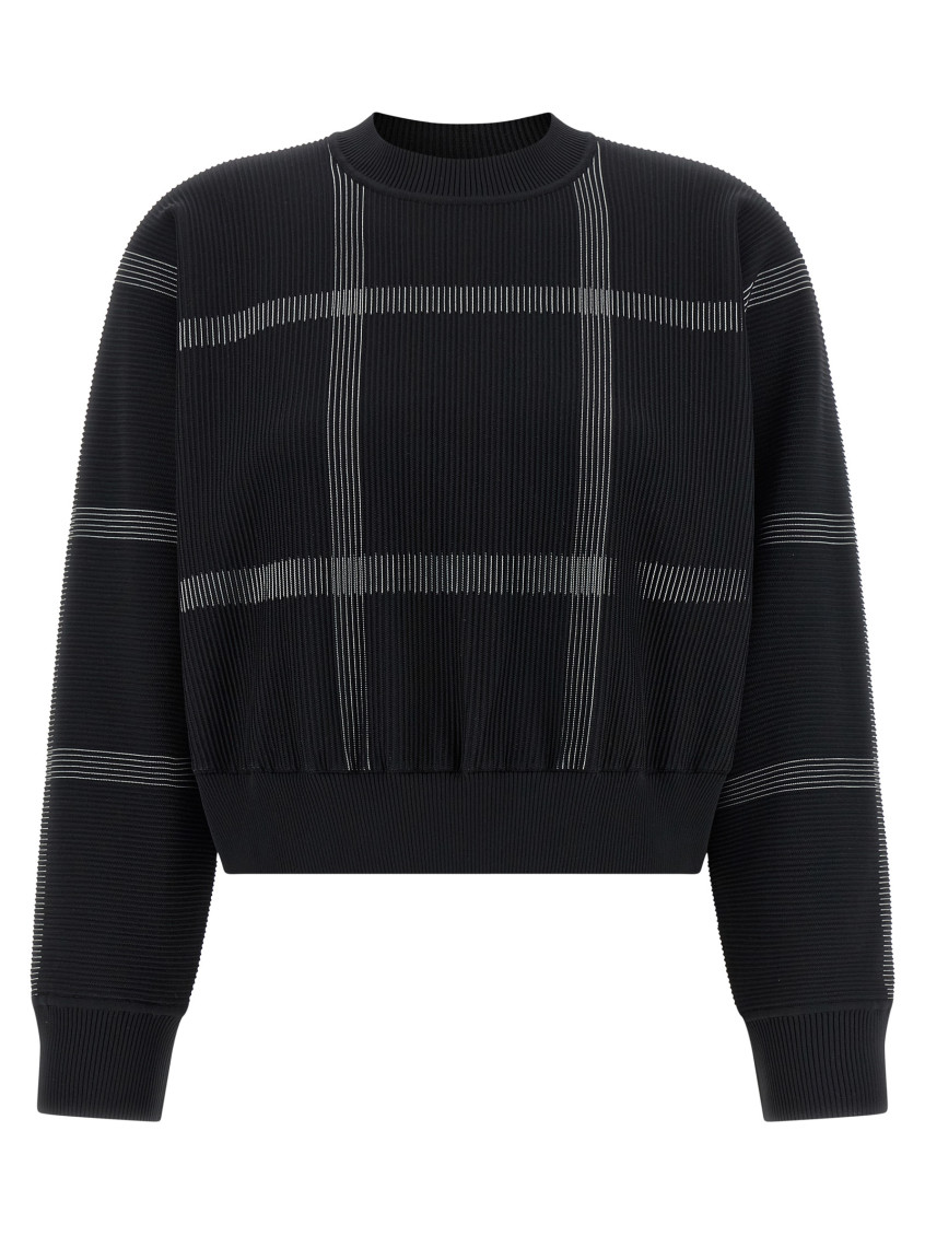 Pleats Please Issey Miyake - crossing knit crew neck check sweater