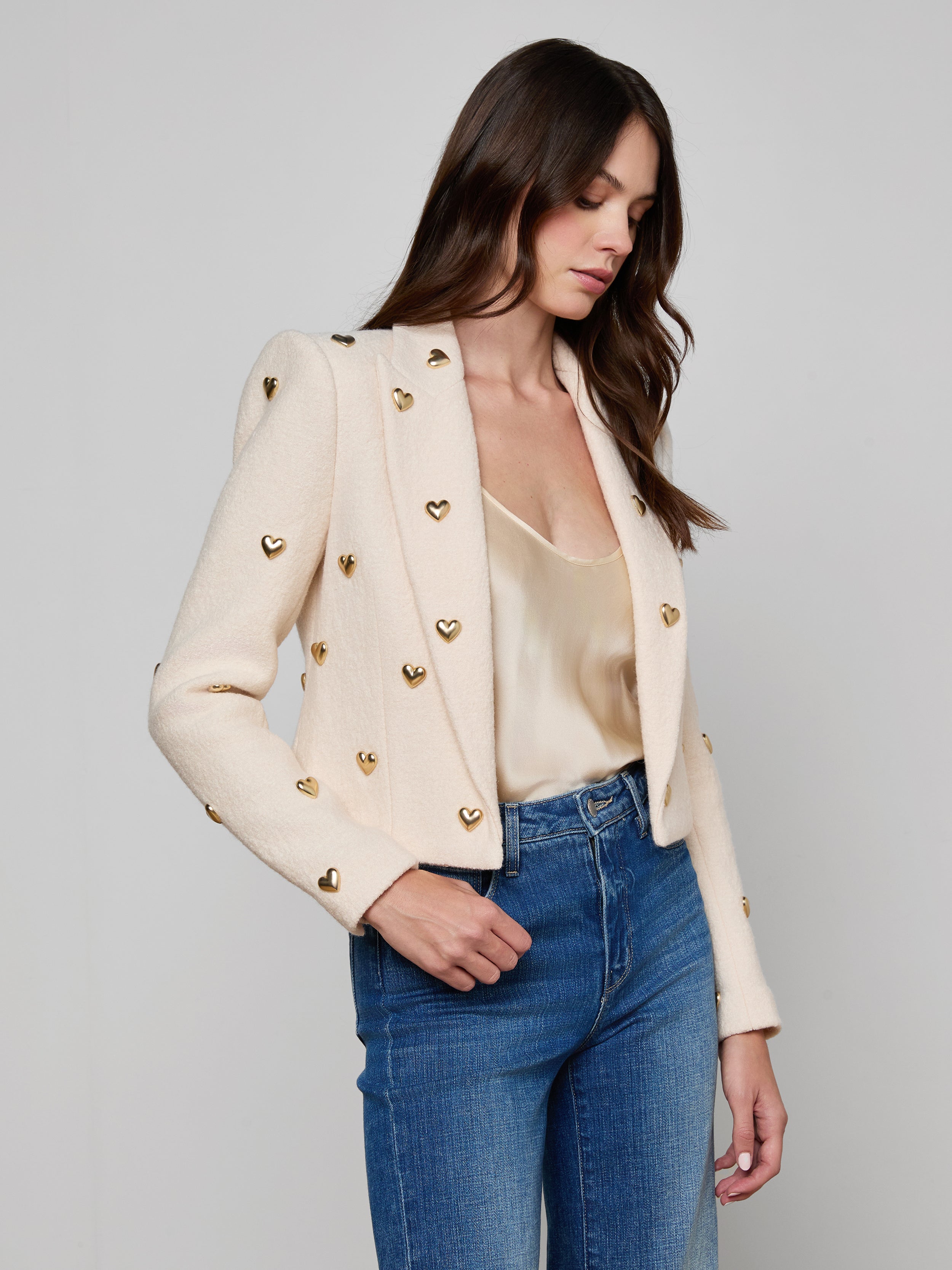 Jen Embellished Blazer In Ecru