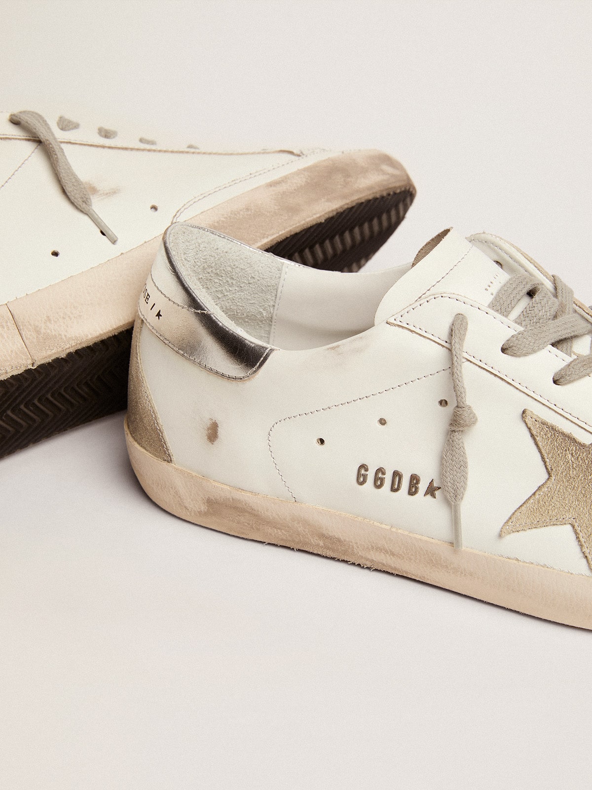 Golden Goose - Men's Super-star With Silver Heel Tab And Lettering, Man