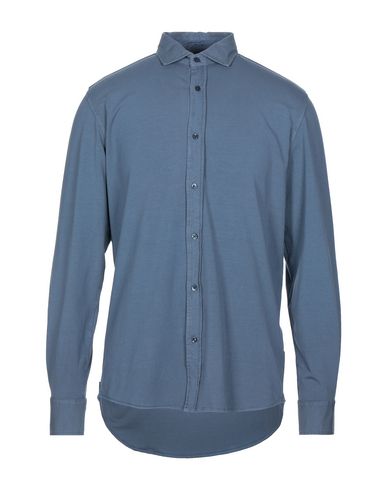 R3d Wöôd Man Shirt Slate blue Size L Cotton, Elastane