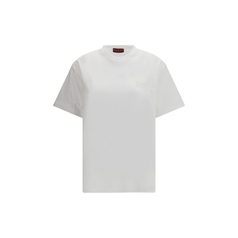 Embroidered Horsebit T-Shirt — White