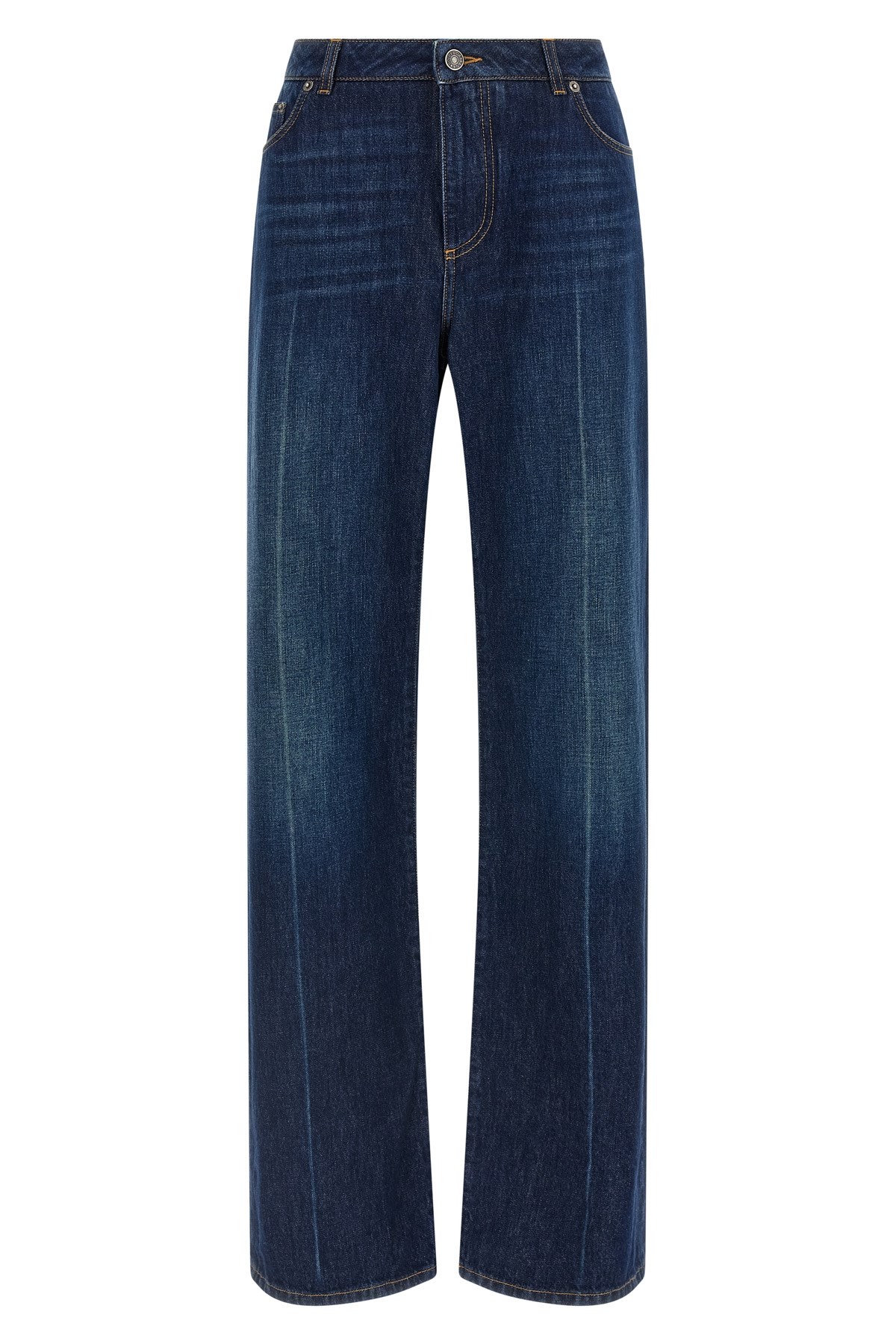 Stretched Pleated Trompe L'oeil Jeans