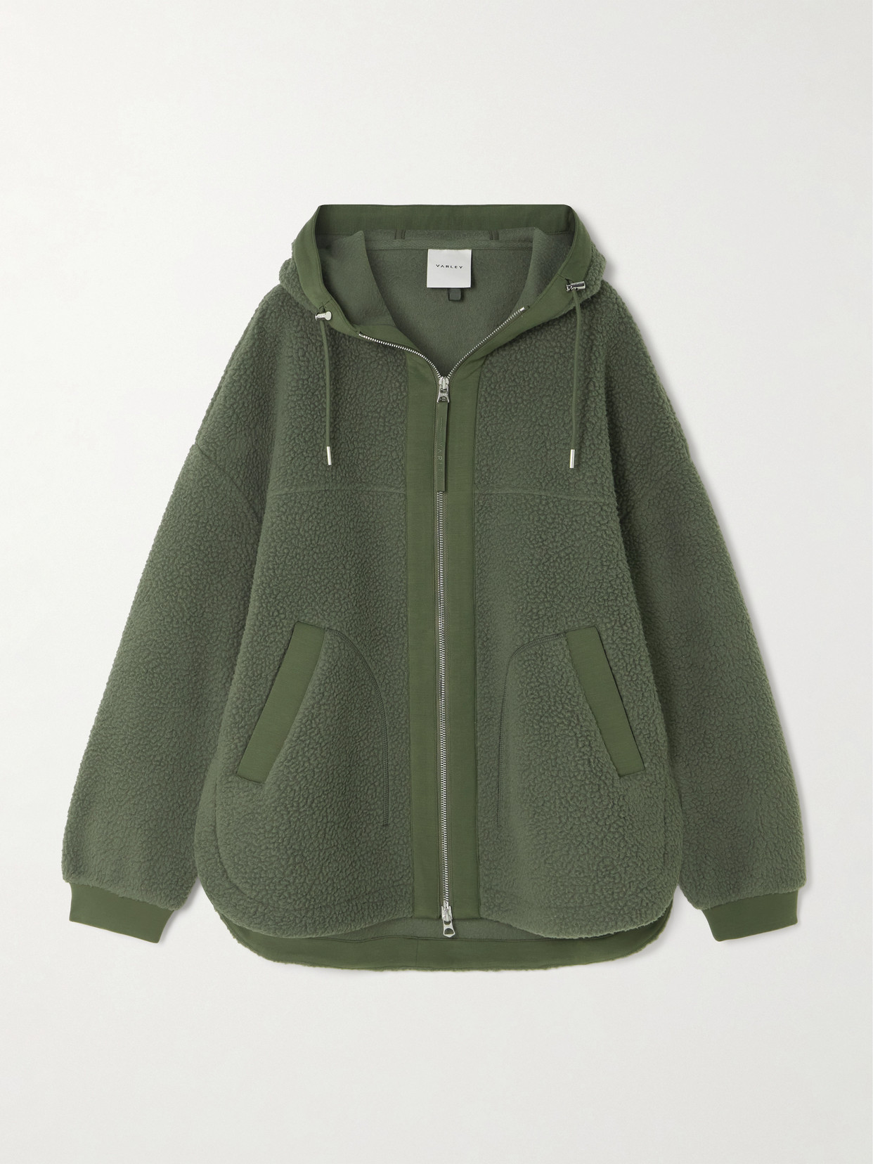 Fey Hooded Jersey-trimmed Recycled-fleece Jacket - Green