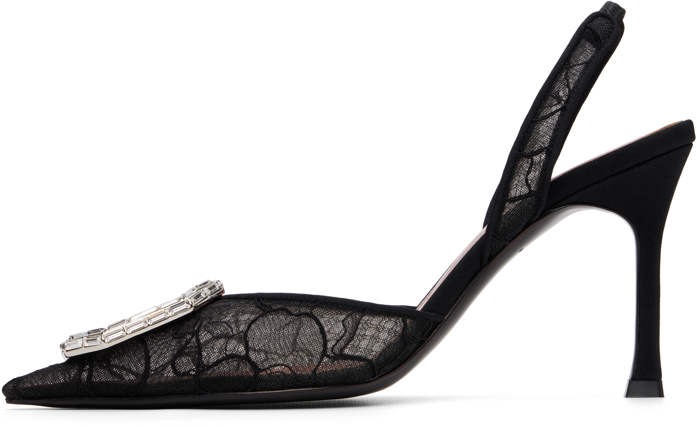Black Camelia Lace Sling 90 Heels