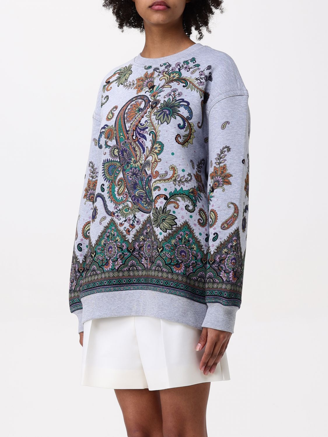 Paisley-print cotton sweatshirt - Grey