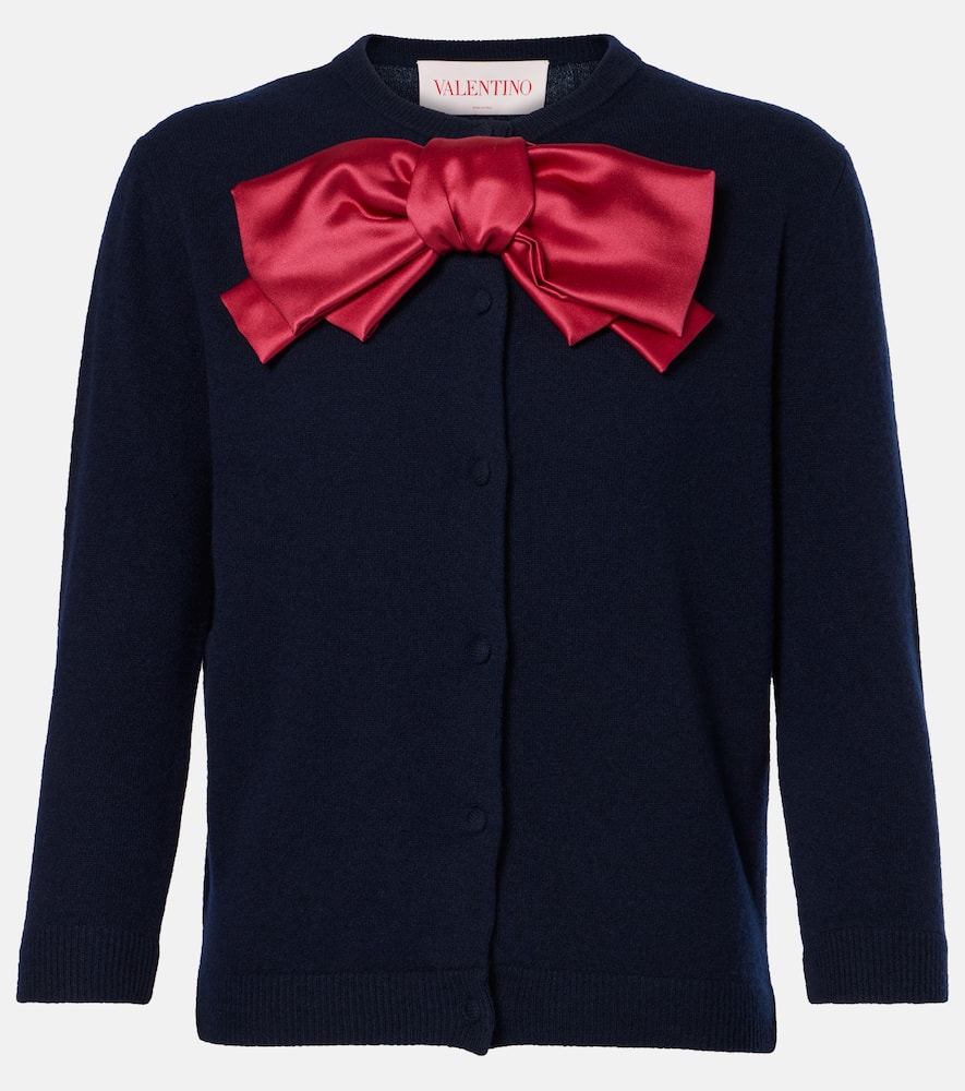 Bow-detail wool cardigan