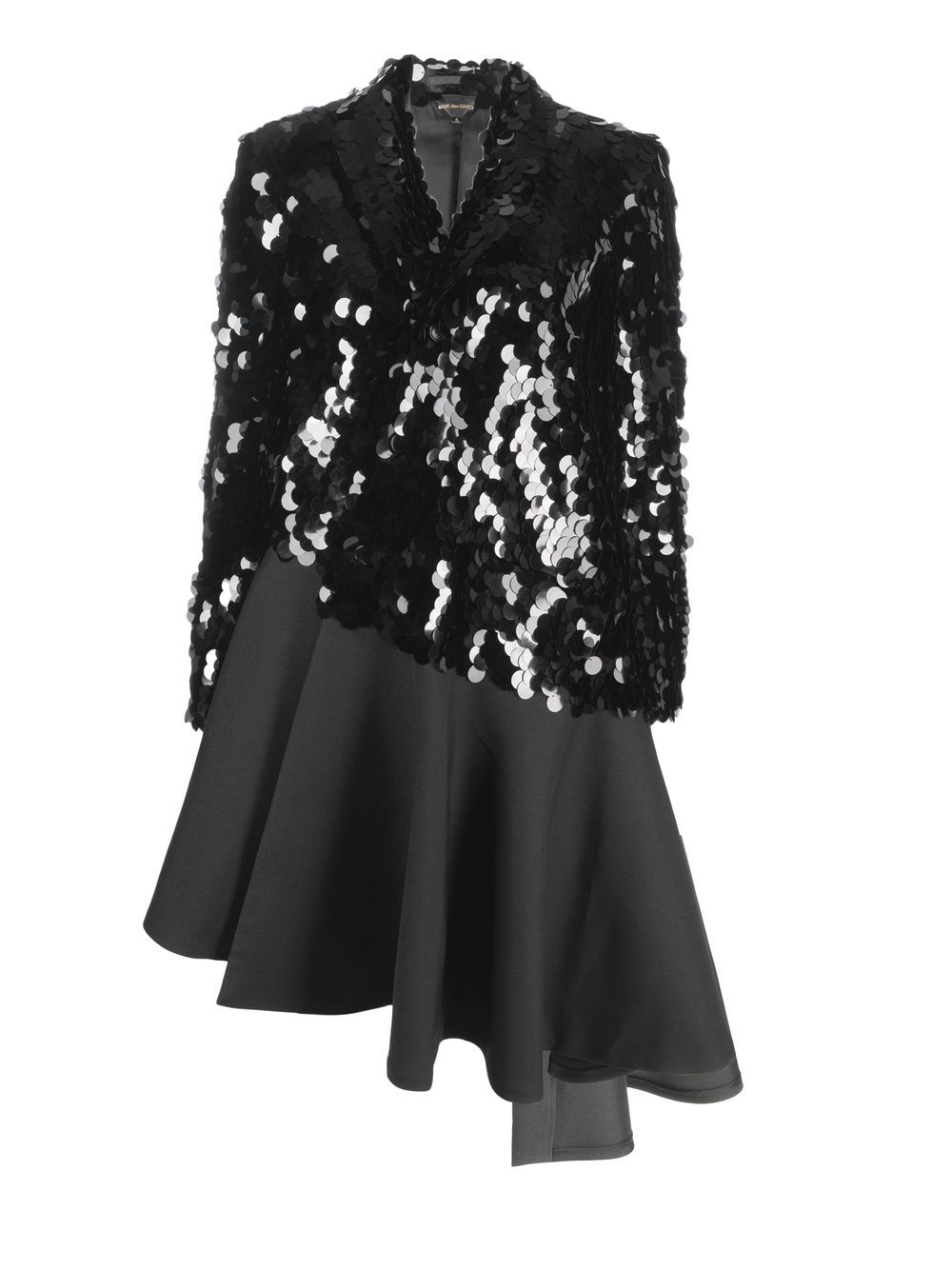 Sequin-embellished mid-length coat - Black