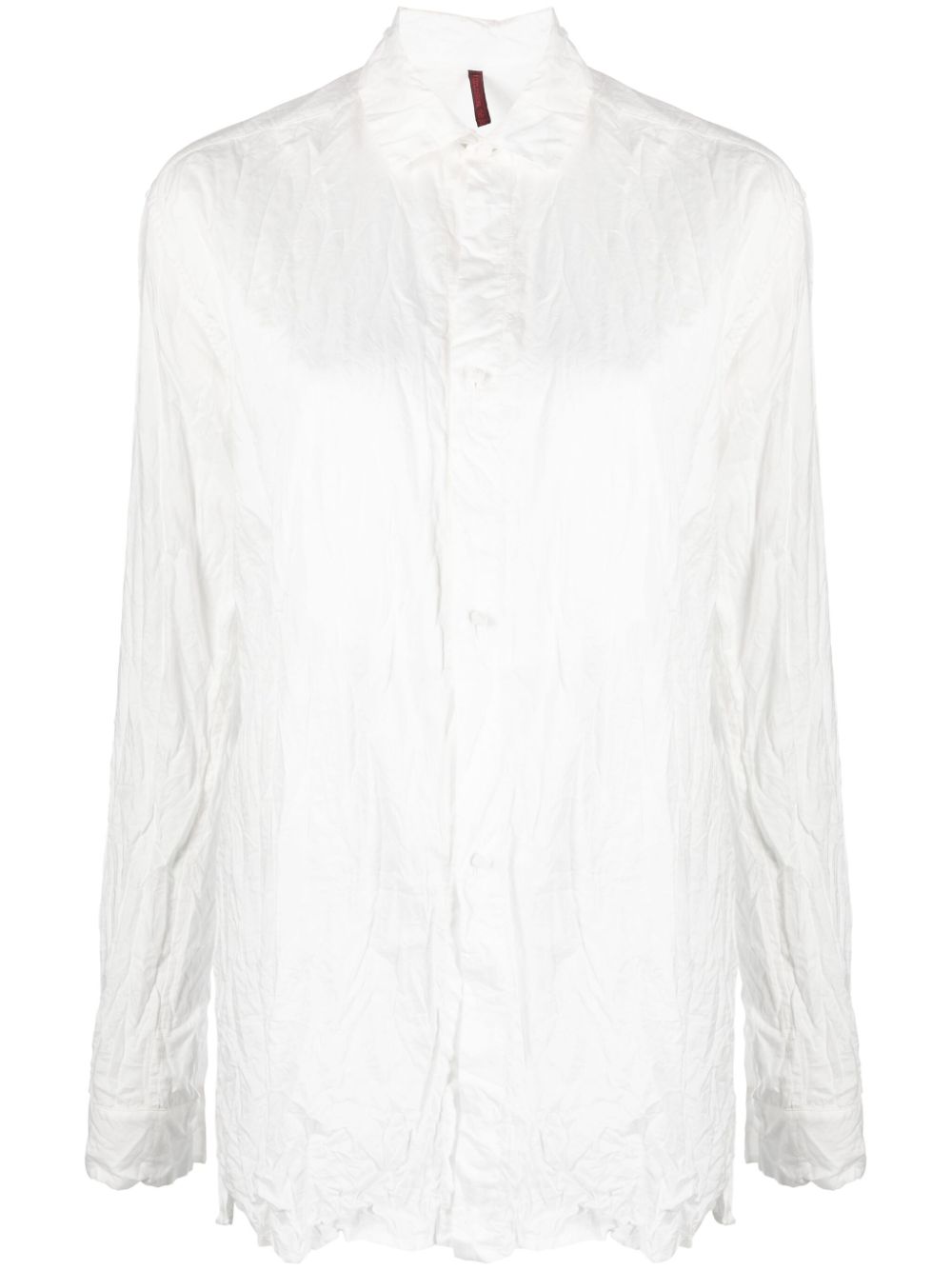 Crinkled long-sleeve cotton shirt - White