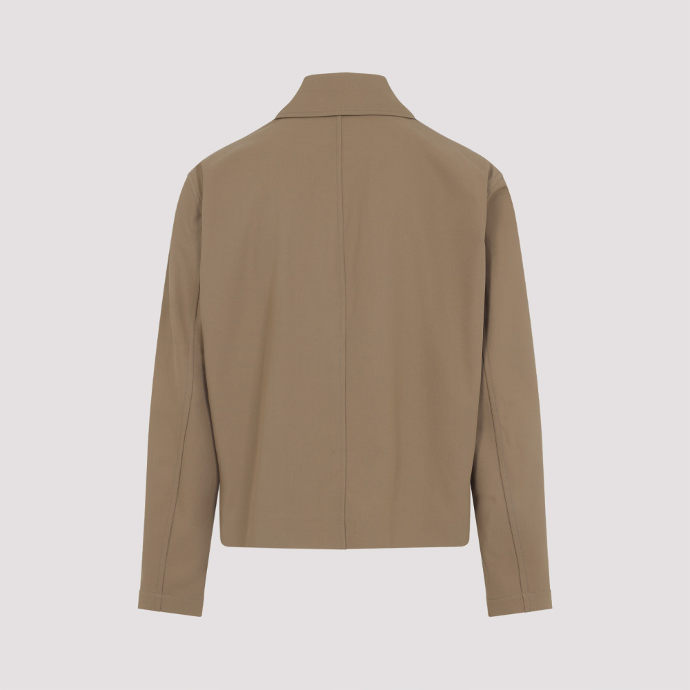 Beige Long Sleeves Logo Jacket