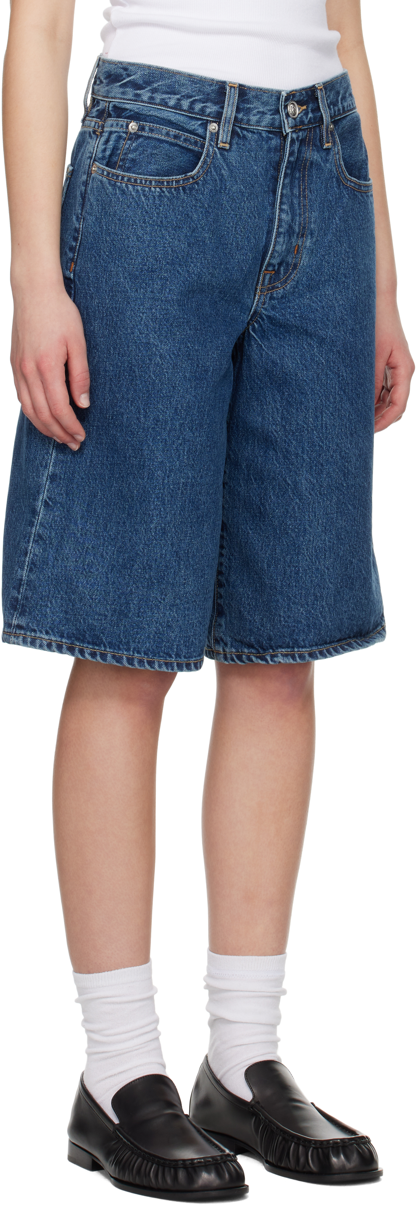 SLVRLAKE Blue Baggy Grace Denim Shorts