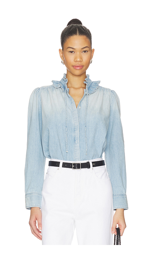 Citizens of Humanity Calista Frill Collar Shirt in Blue. L. Also in M, S