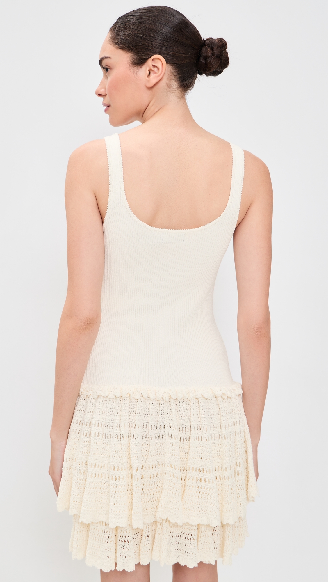 Pointelle Tier Dress White