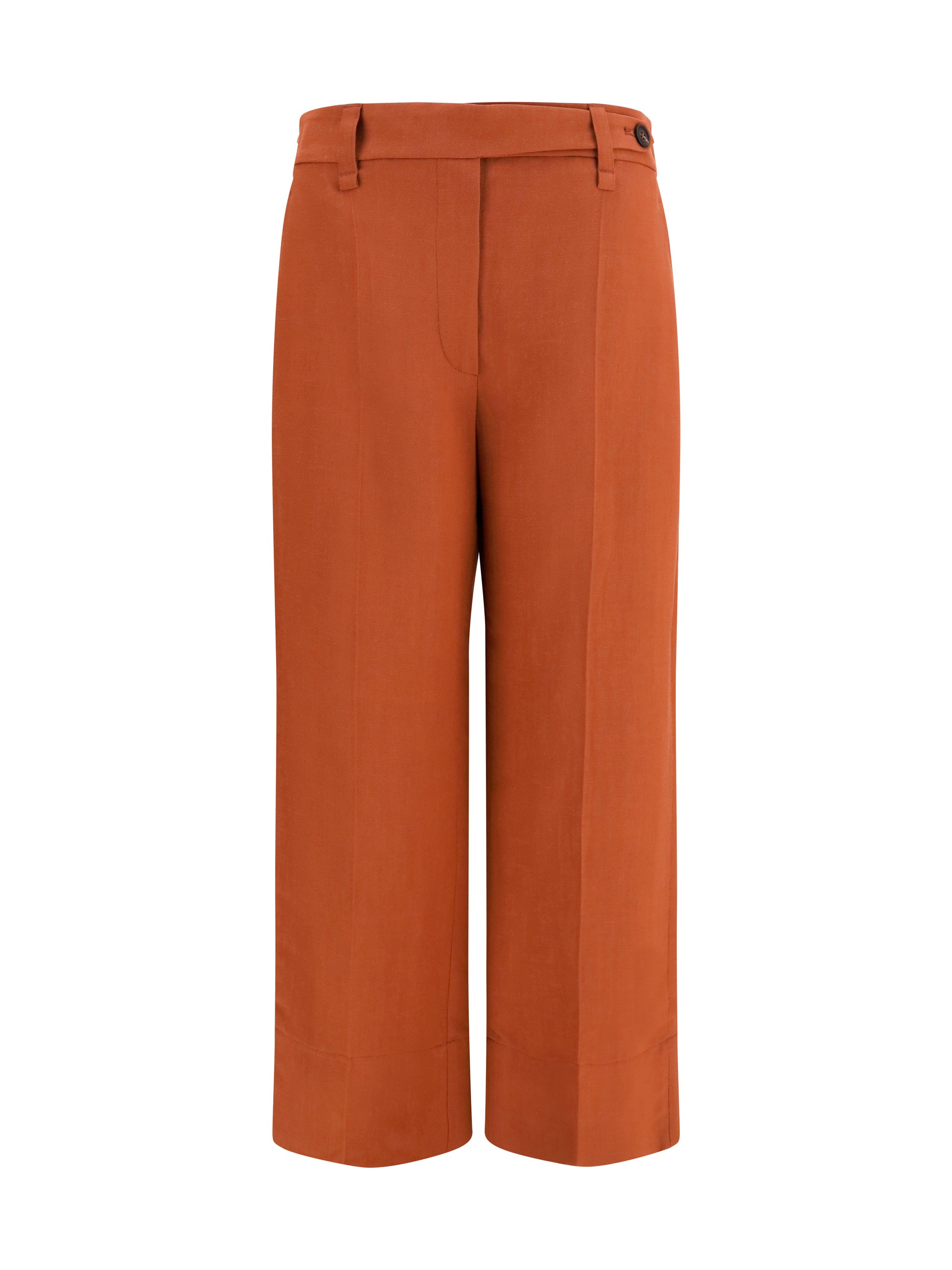 Viscose and Linen Twill Trousers — Orange