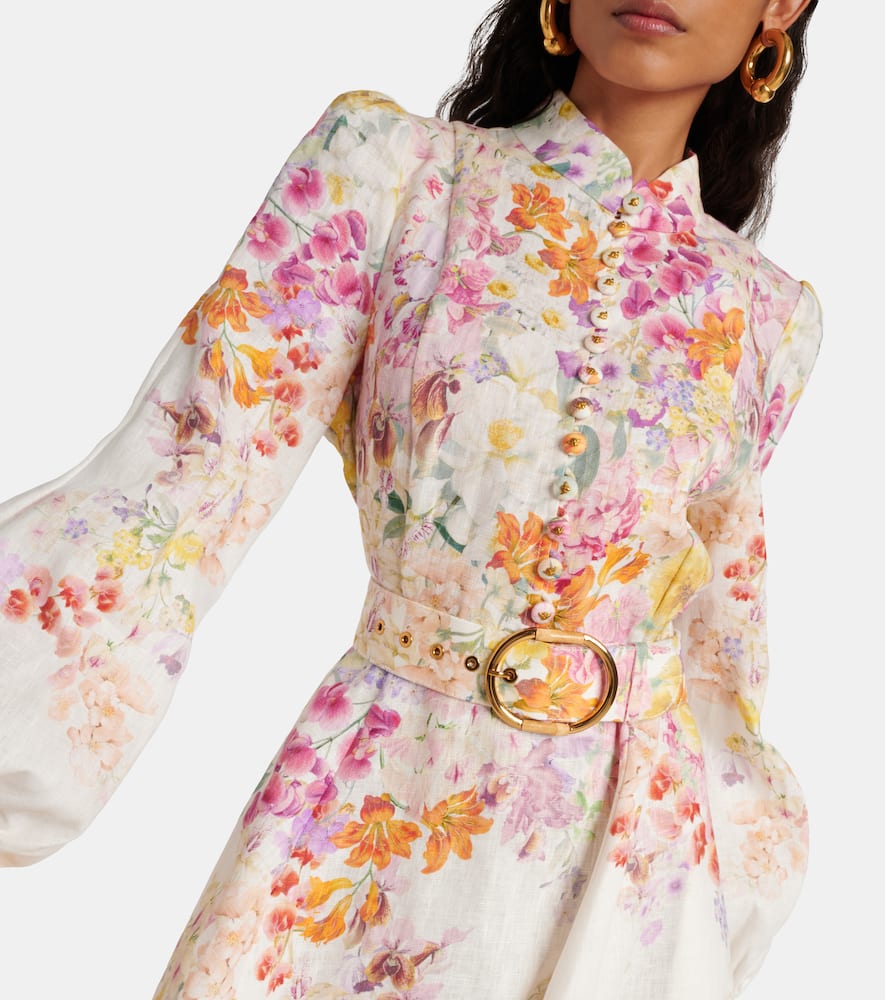 Natura floral linen minidress