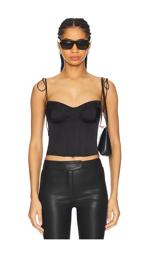 Good American Satin Bustier Top in Black. -  XXXXL/4X also in L, M, S, XL/1X, XS, XXXL/3X