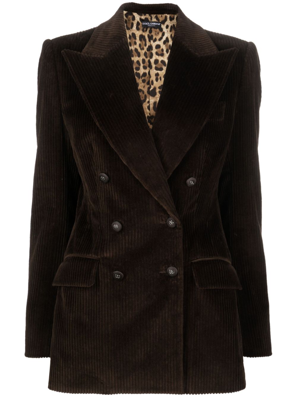 Double-breasted corduroy blazer - Brown