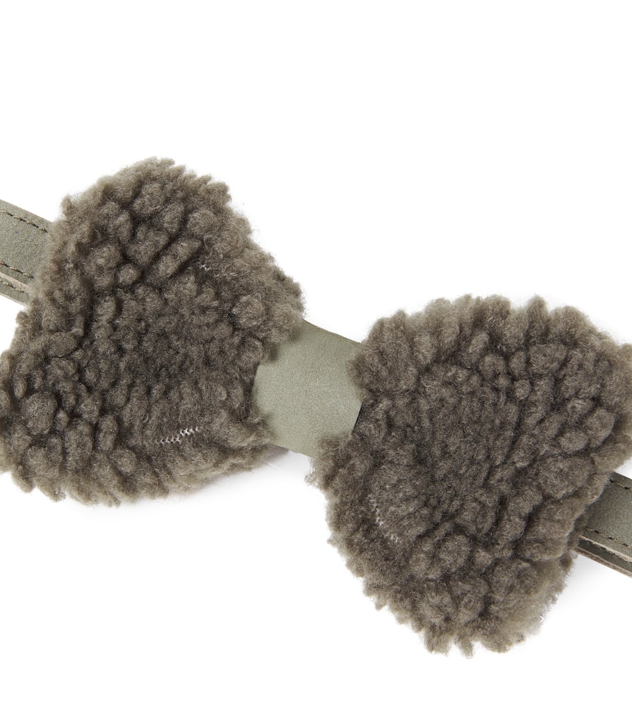 Furro leather-trimmed teddy bow tie