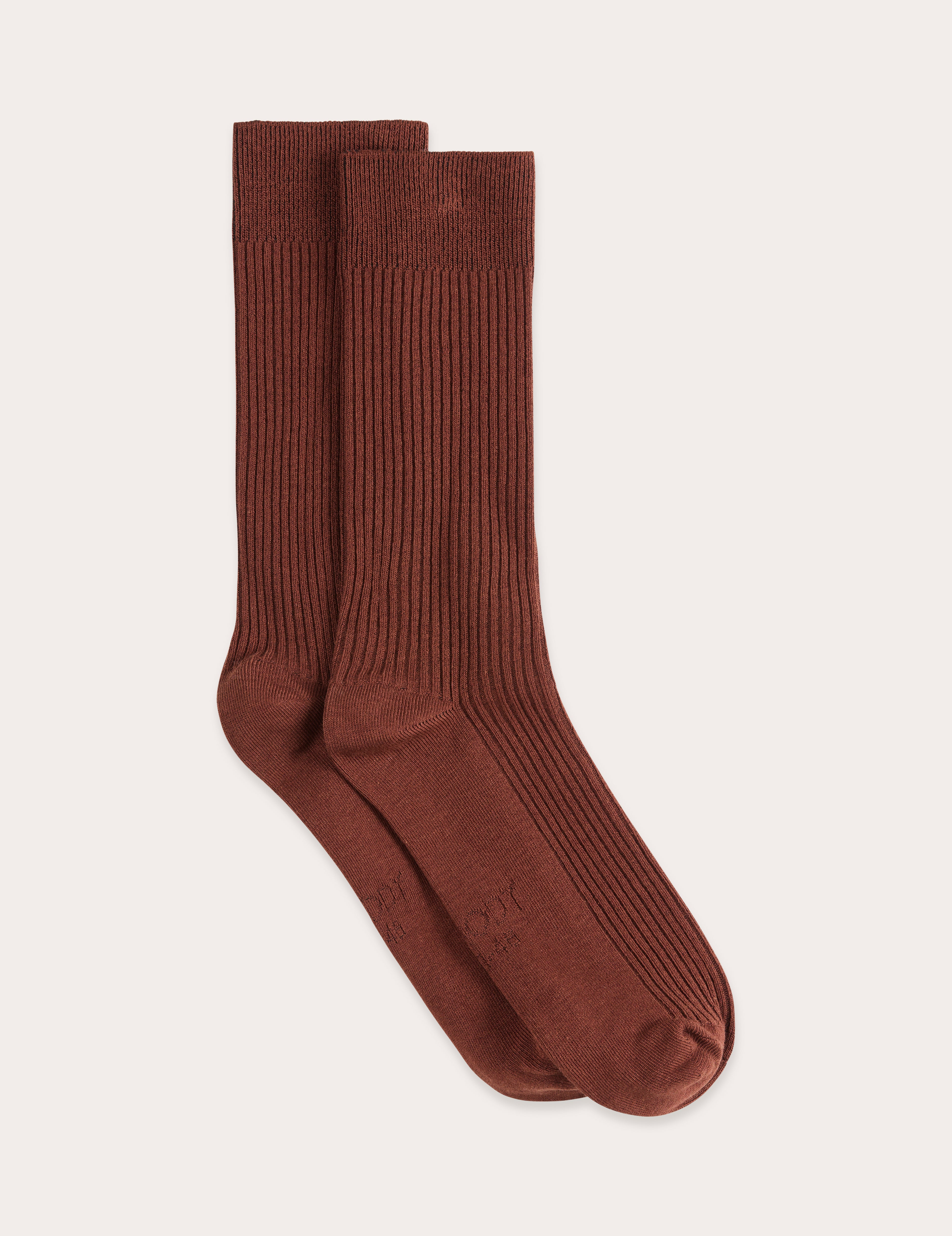 Ribbed Crew Socks - Rust