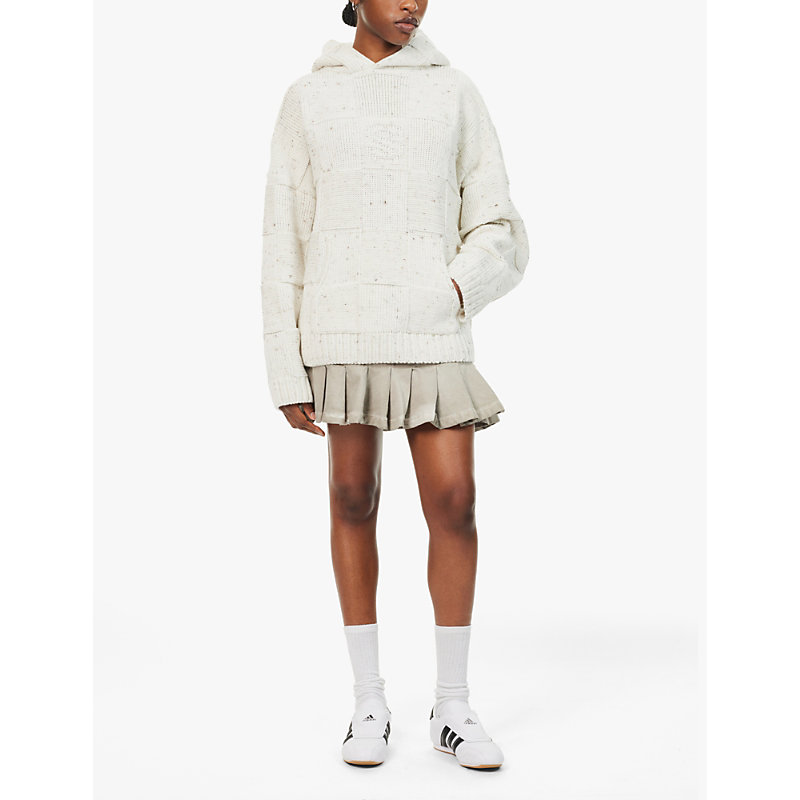 Womens Neutral Marl Communion Relaxed-fit Knitted Hoody 
