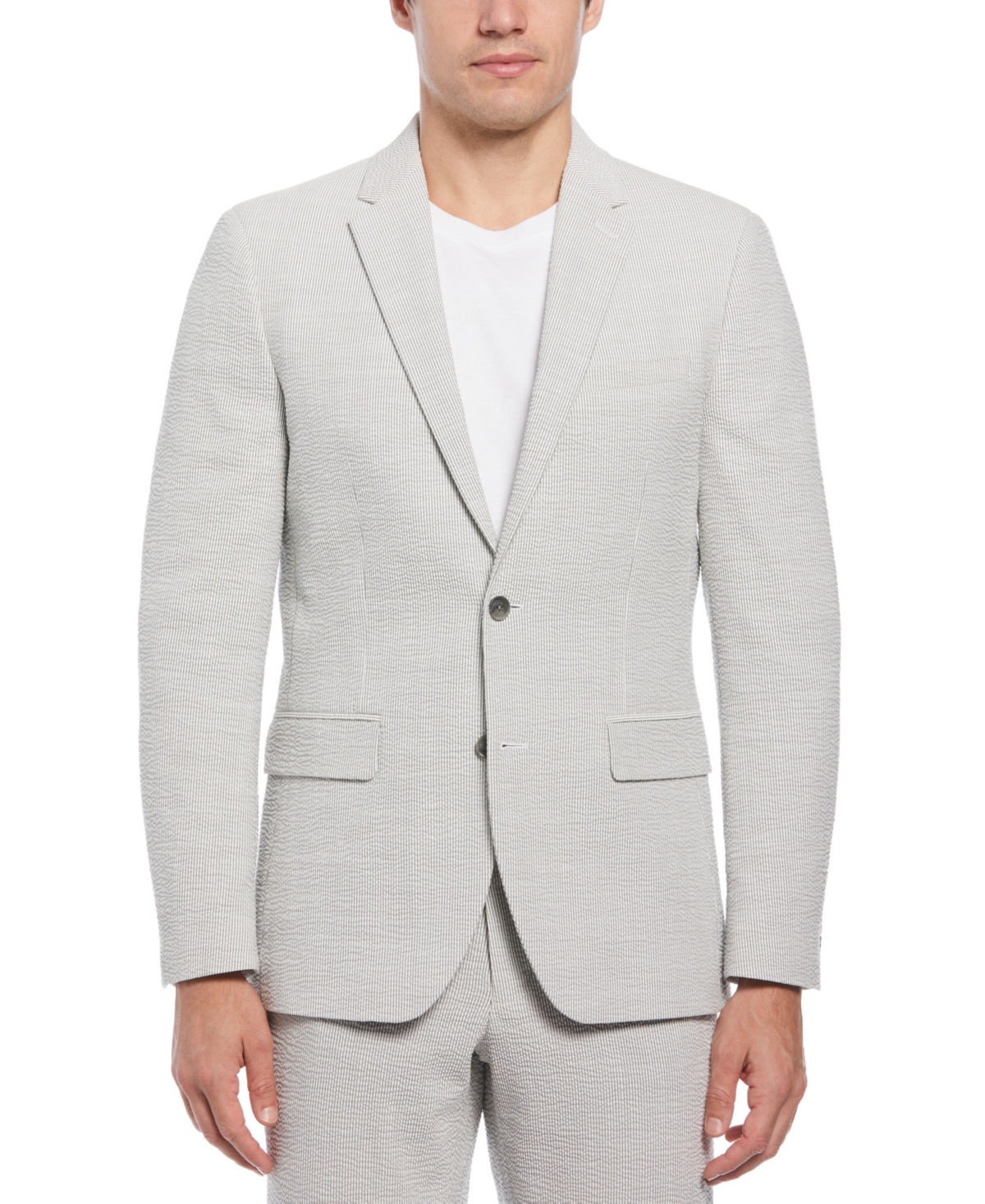 Men's Slim-Fit Seersucker Suit Jacket - Chiseled Stone