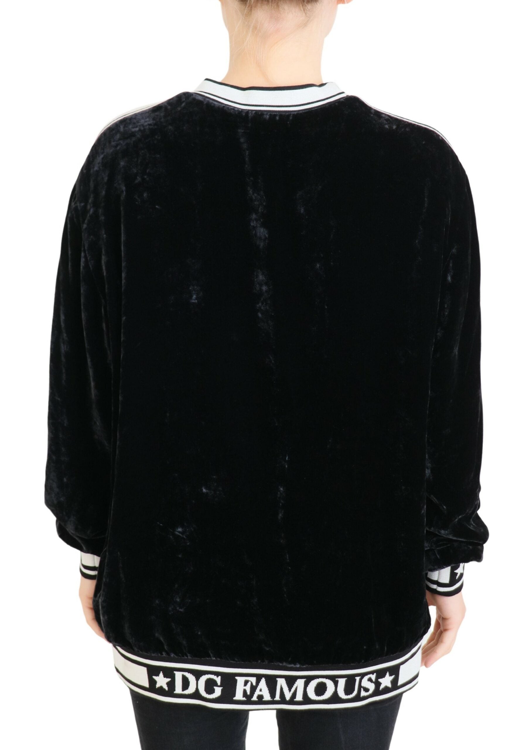 Velvet Crewneck Sweater — Black