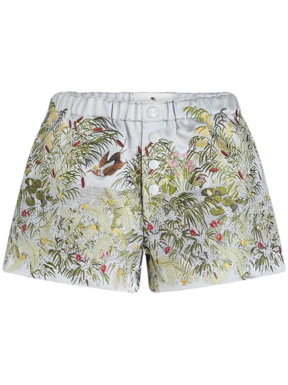 Embroidered satin shorts - Grey