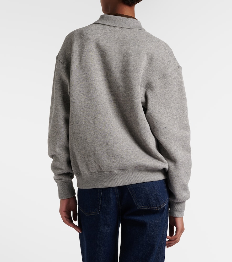 Logo cotton-blend fleece polo sweatshirt