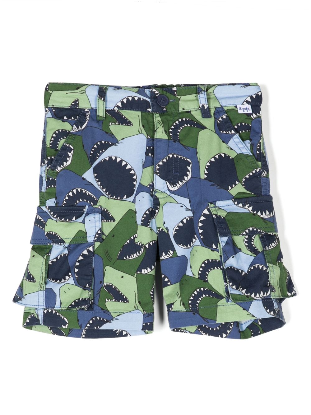 Shark-print stretch-cotton shorts - Blue