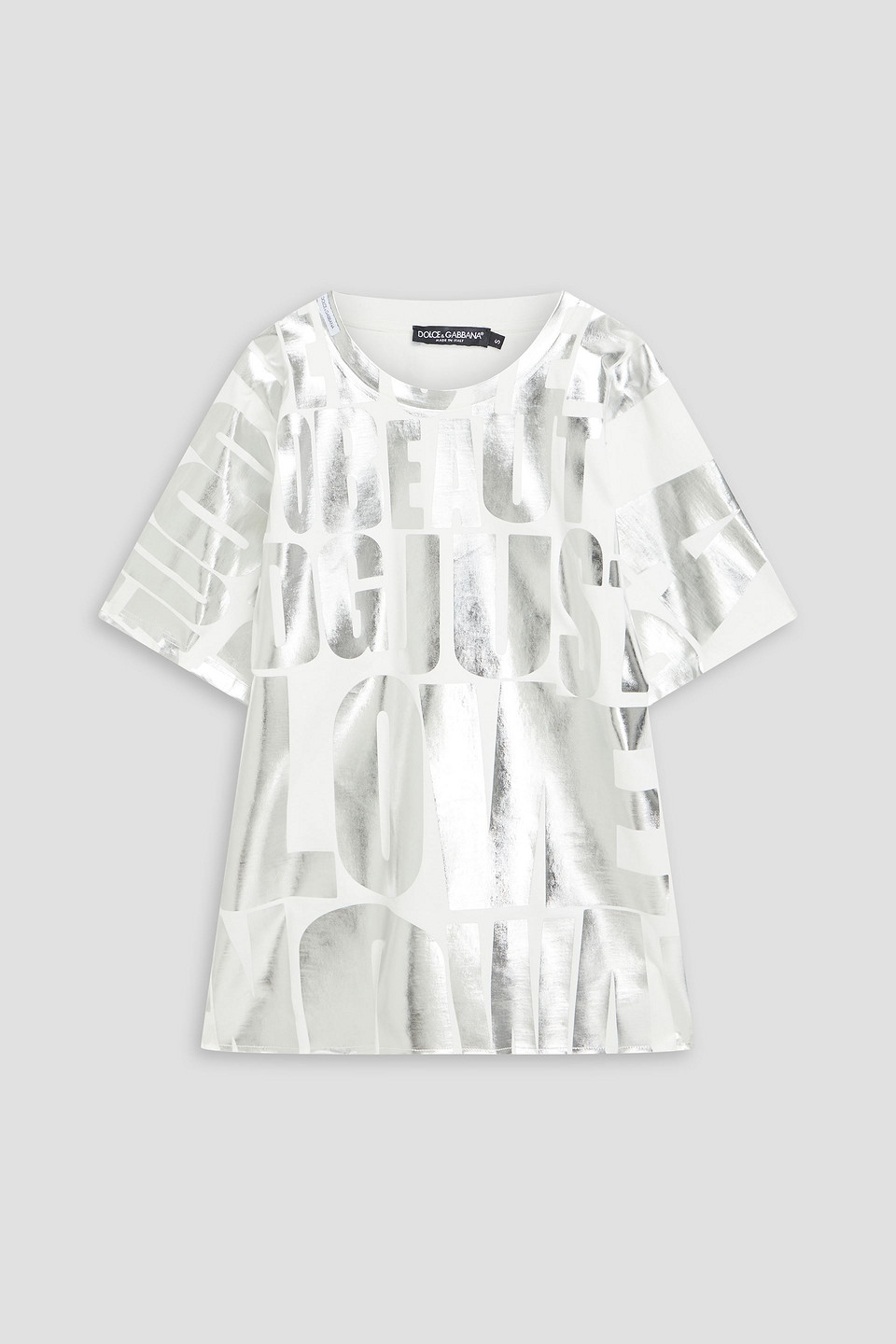 Metallic printed cotton-jersey T-shirt