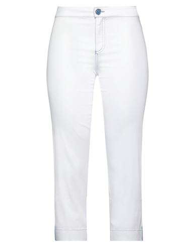 Woman Pants White Size 27 Cotton, Elastane