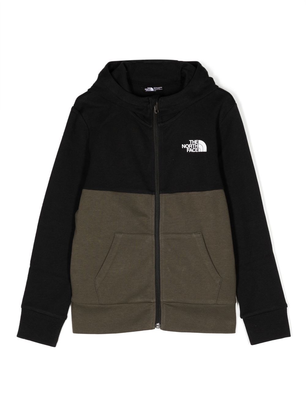 Logo-print zip-up hooded jacket - Black