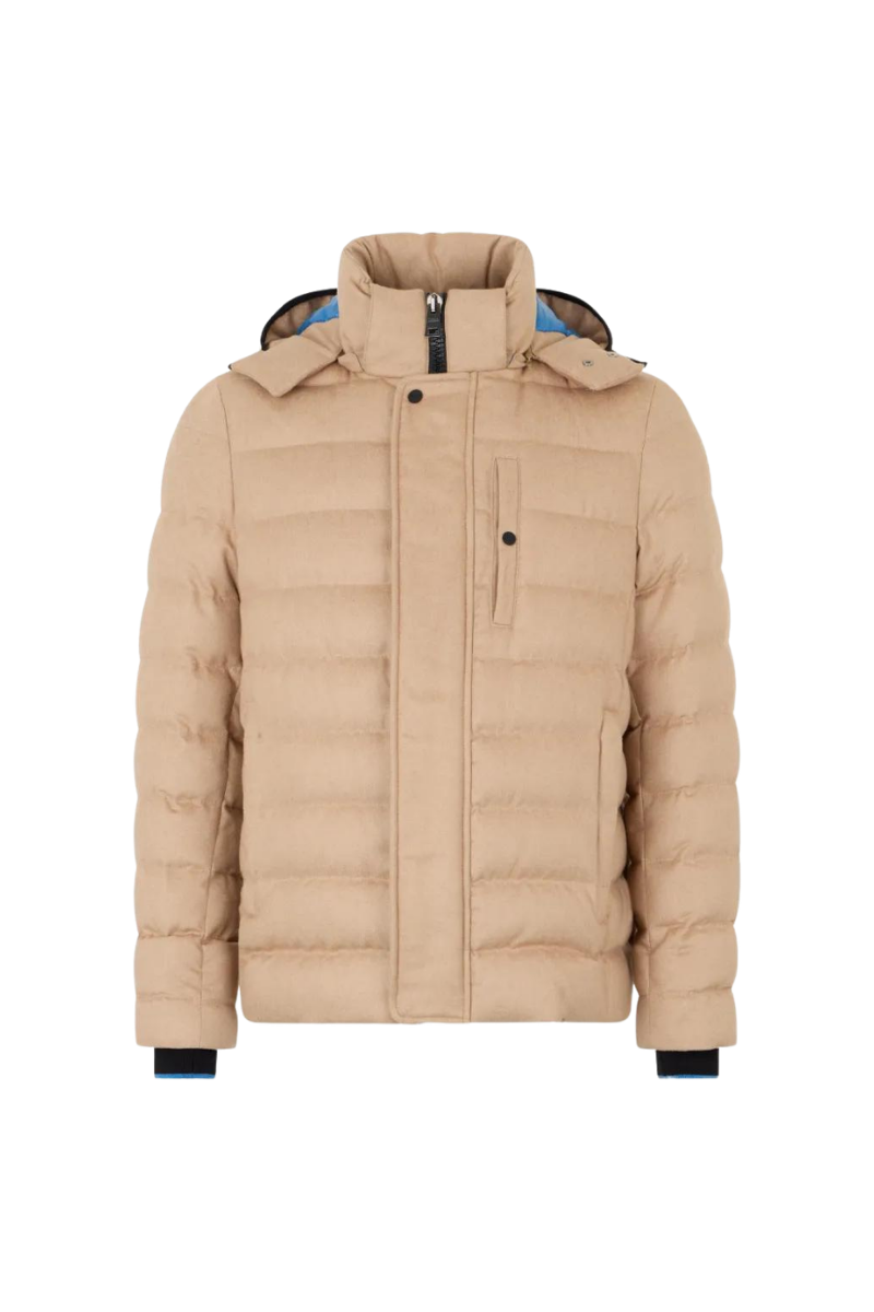Quilted Down Down Jacket — Beige