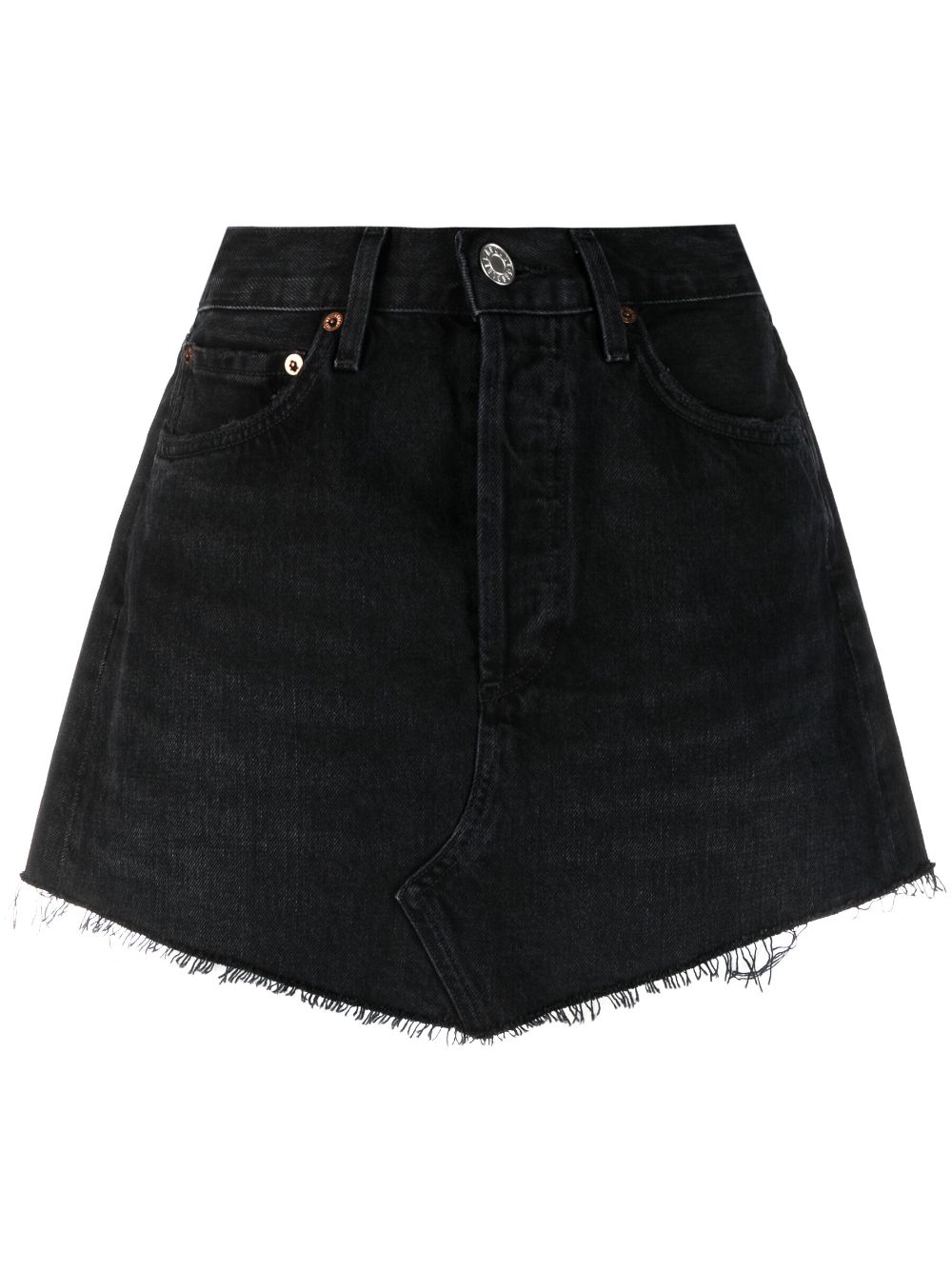Raw-cut hem denim skirt - Black