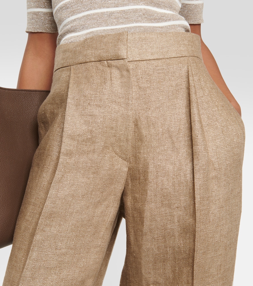 Mid-rise tapered linen pants