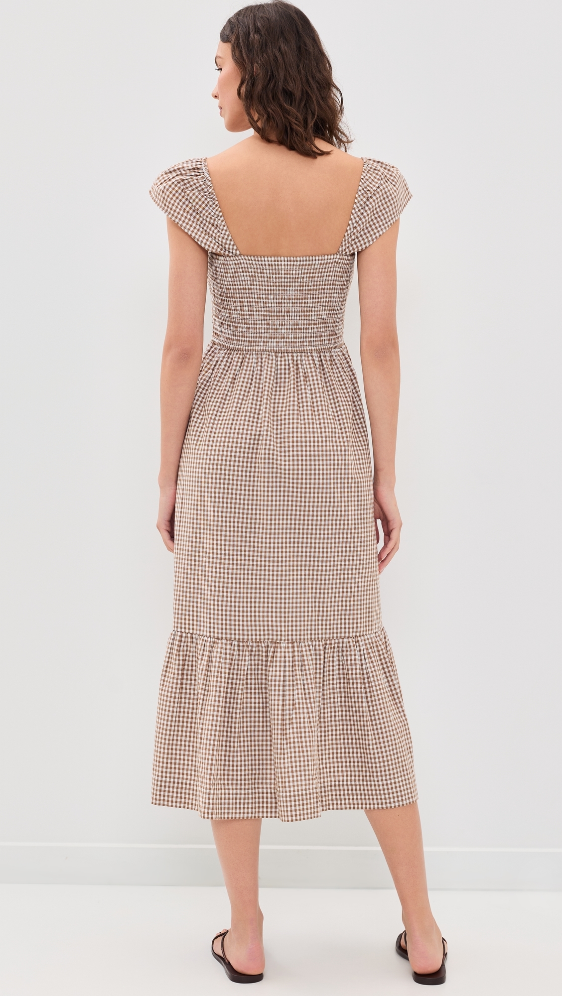 Celine Gingham Dress Mocha Mini Gingham
